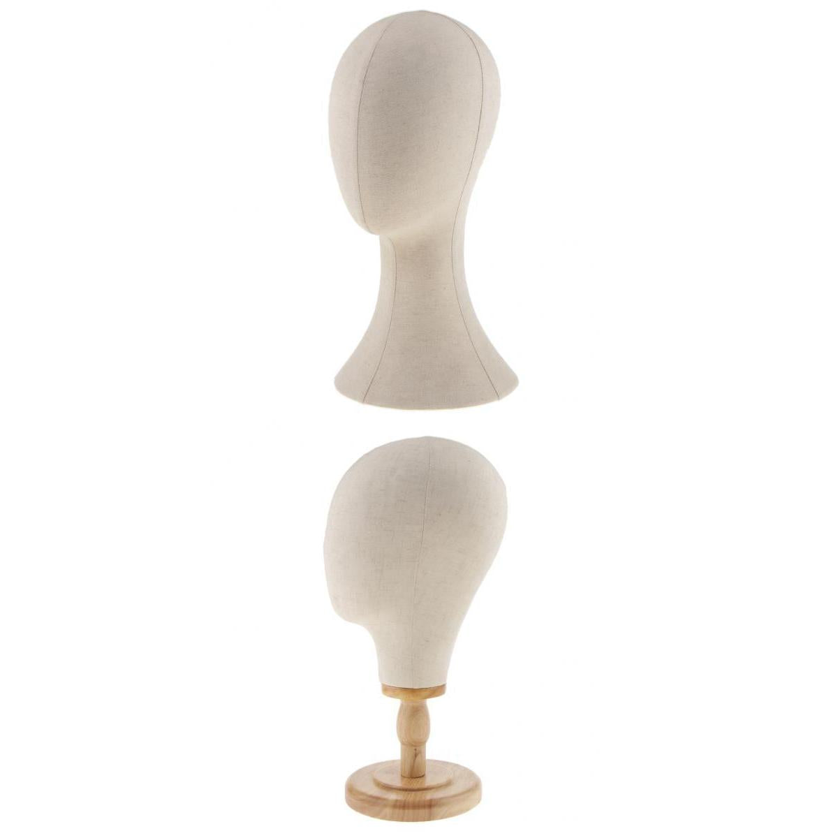 2pcs Canvas Block Mannequin Head Wig Hat Making Glasses Holder with Stand