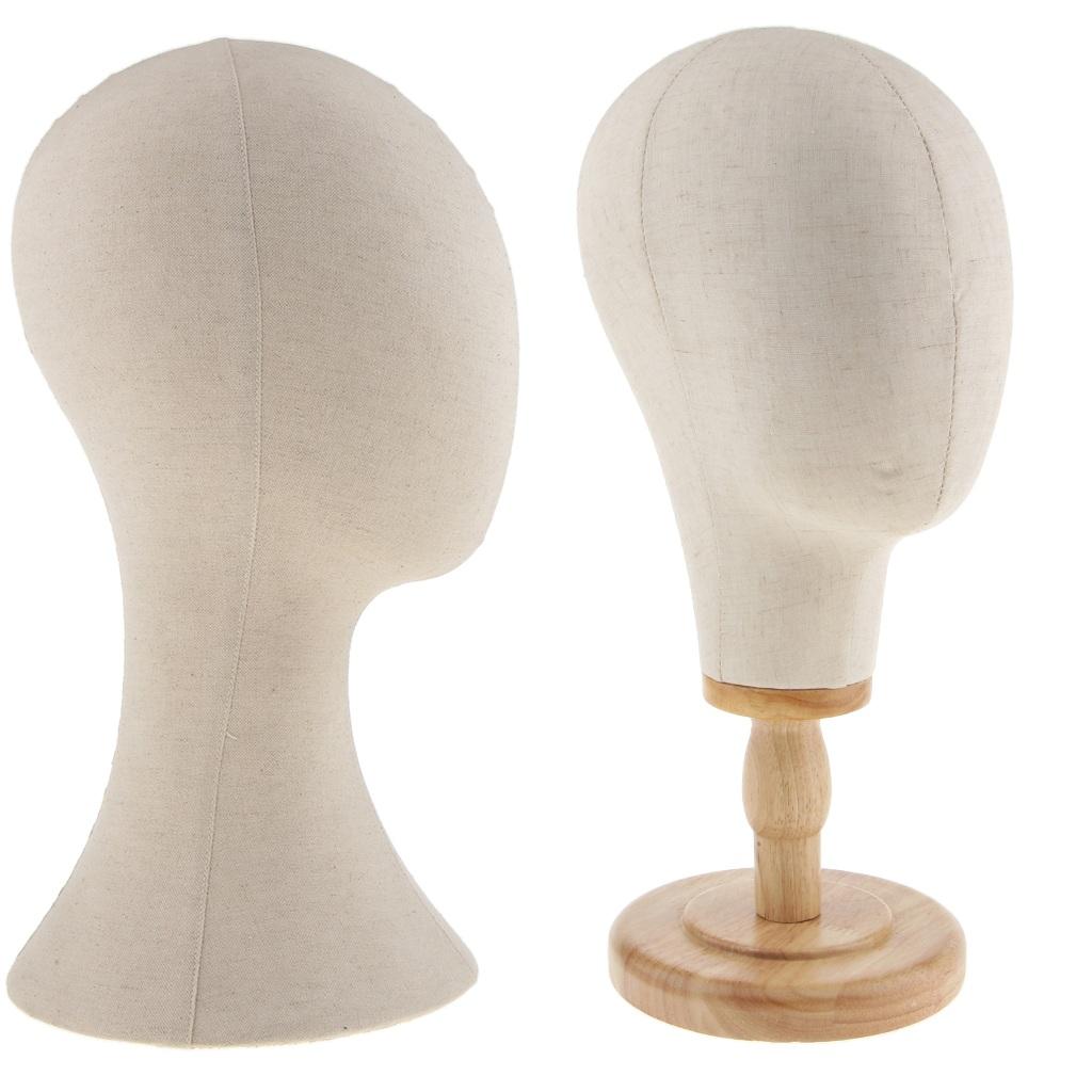 2pcs Canvas Block Mannequin Head Wig Hat Making Glasses Holder with Stand