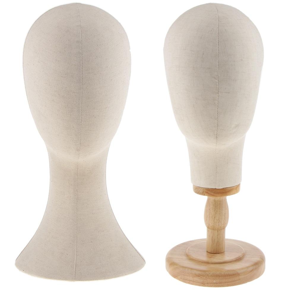 2pcs Canvas Block Mannequin Head Wig Hat Making Glasses Holder with Stand