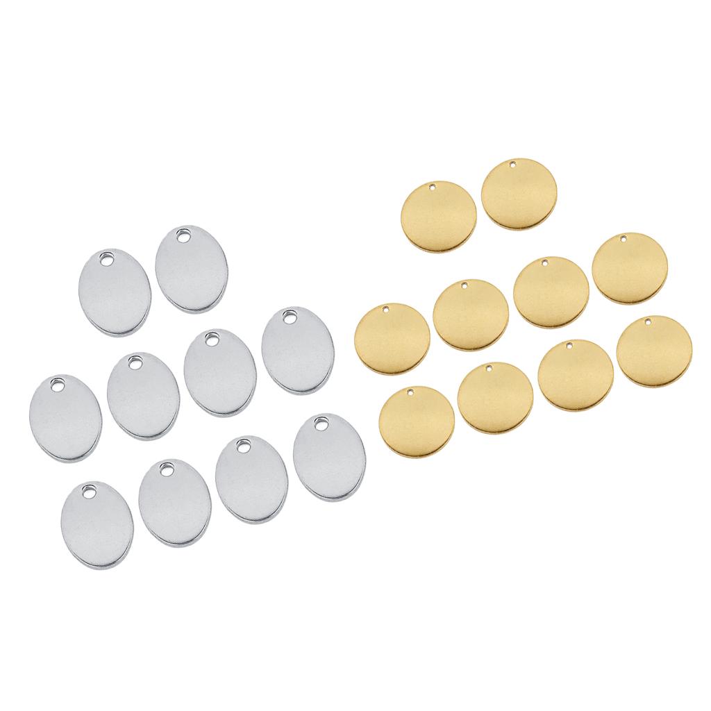 20 Pieces Mixed Metal Flat Circle Blank Coin Stamping Charms Tag Pendants
