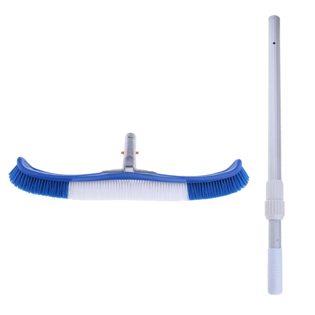 18 Swimming Pool Spa Cleaning Brush Head & 2-Stage Aluminum Telescopic Pole"