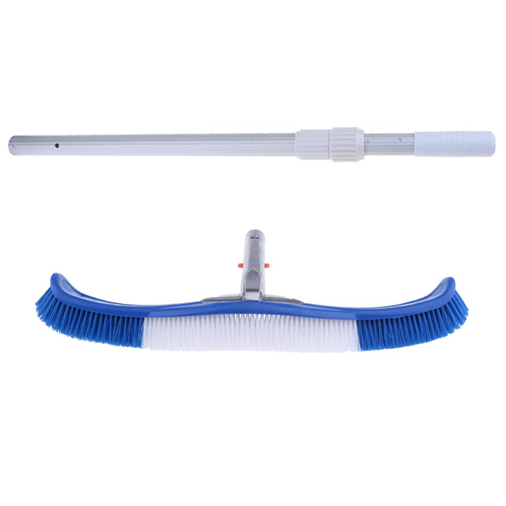 18 Swimming Pool Spa Cleaning Brush Head & 2-Stage Aluminum Telescopic Pole"