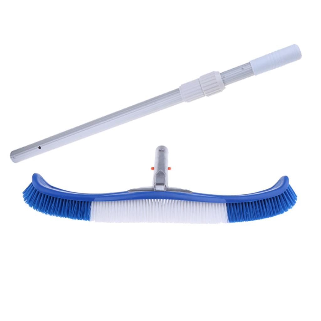 18 Swimming Pool Spa Cleaning Brush Head & 2-Stage Aluminum Telescopic Pole"