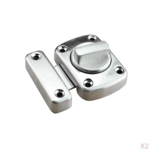 2Pcs Door Turn Bolt Locks Silver Stainless Steel Toilet Privacy Latches