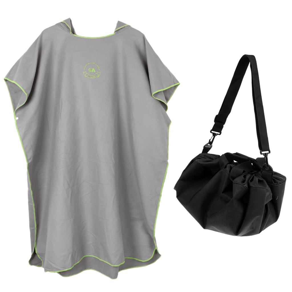 Adult Surf Beach Hood Poncho Wetsuit Changing Robe & Changing Mat Gray