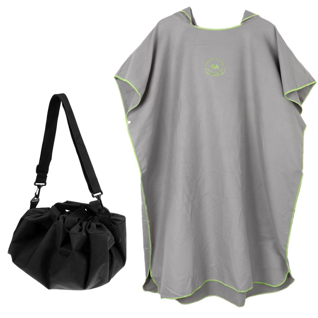 Adult Surf Beach Hood Poncho Wetsuit Changing Robe & Changing Mat Gray