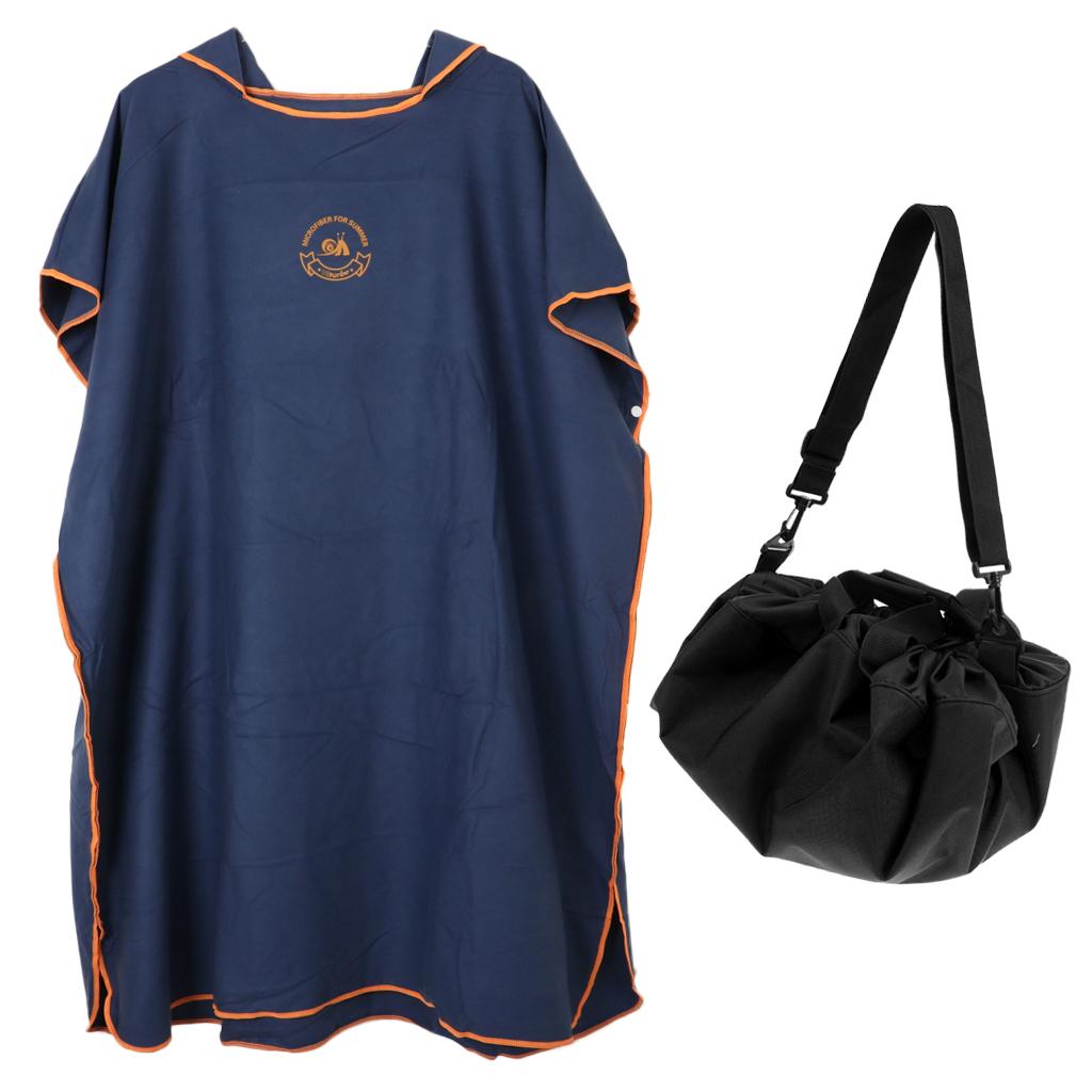 Adult Surf Beach Hood Poncho Wetsuit Changing Robe & Changing Mat Navy Blue