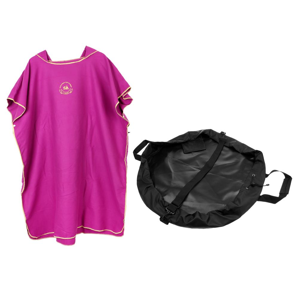 Adult Surf Beach Hood Poncho Wetsuit Changing Robe & Changing Mat Purple