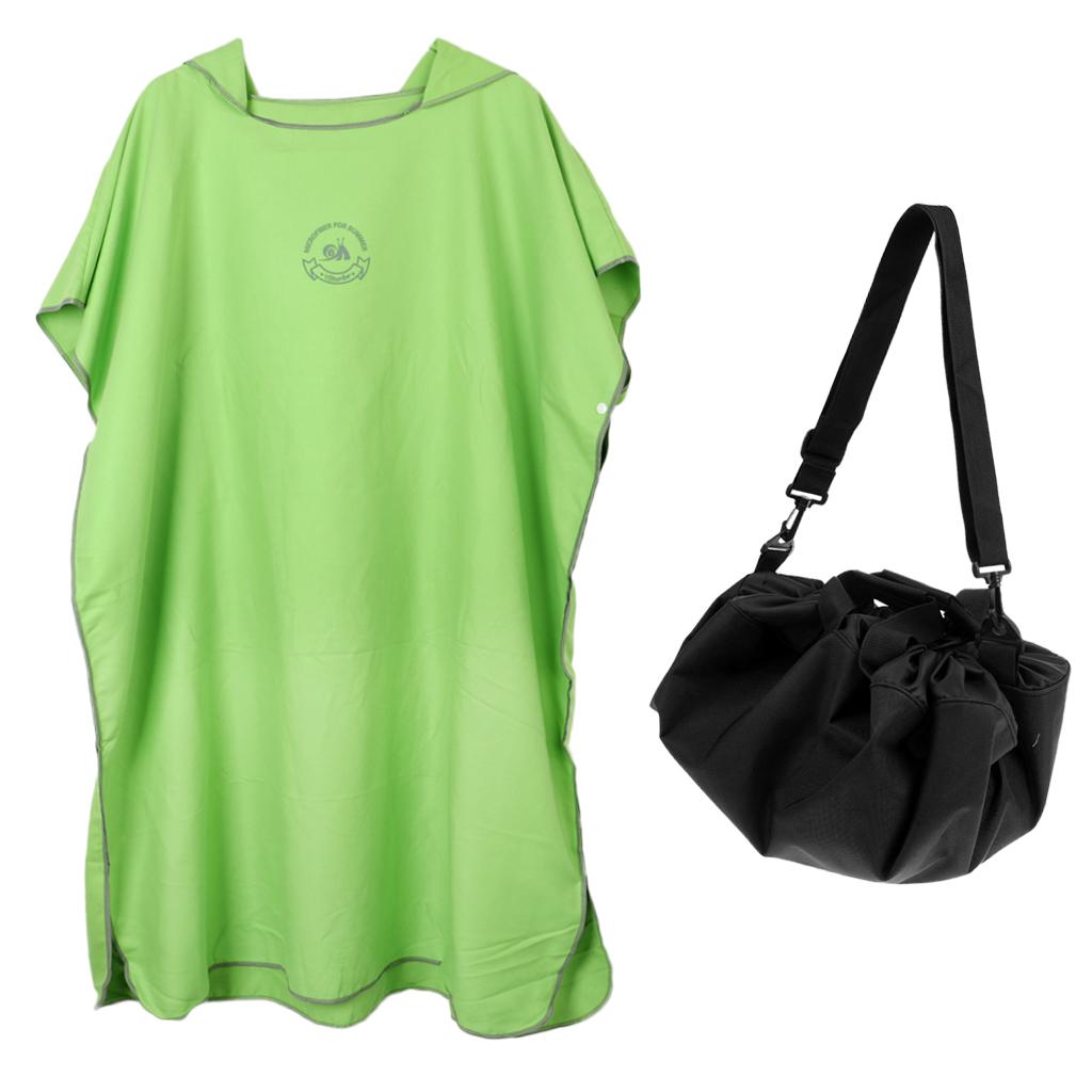 Adult Surf Beach Hood Poncho Wetsuit Changing Robe & Changing Mat Green