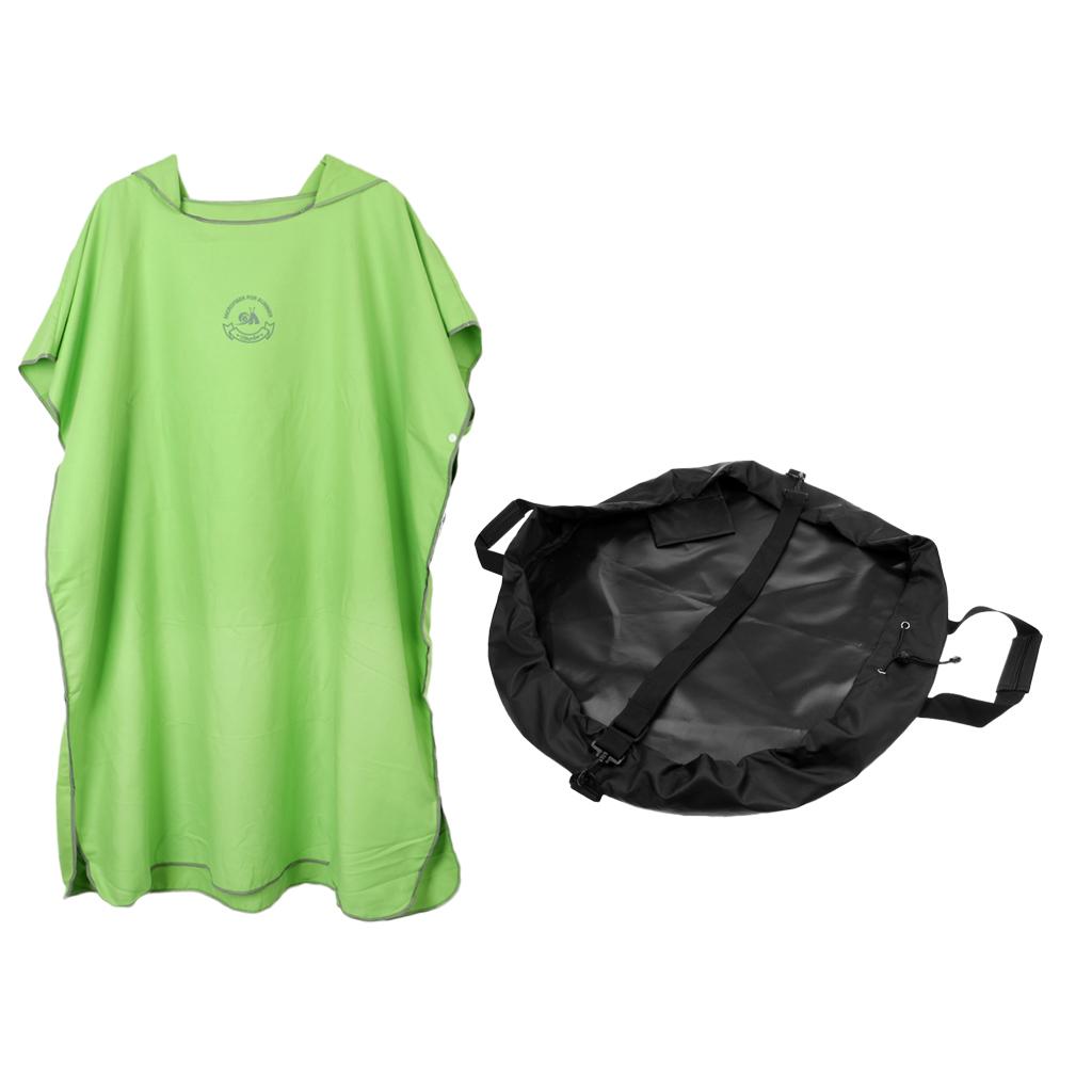 Adult Surf Beach Hood Poncho Wetsuit Changing Robe & Changing Mat Green
