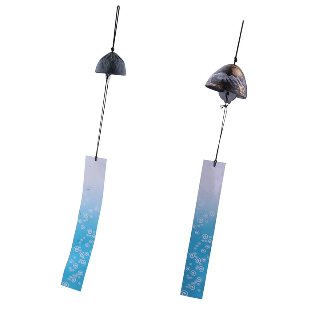 2pcs Japanese Furin Wind Chime Cast Iron Iwachu Bells Bronze & Dark Green