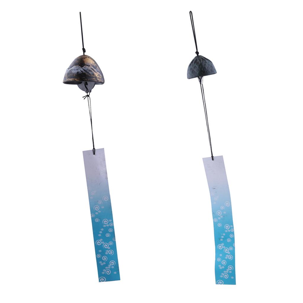 2pcs Japanese Furin Wind Chime Cast Iron Iwachu Bells Bronze & Dark Green