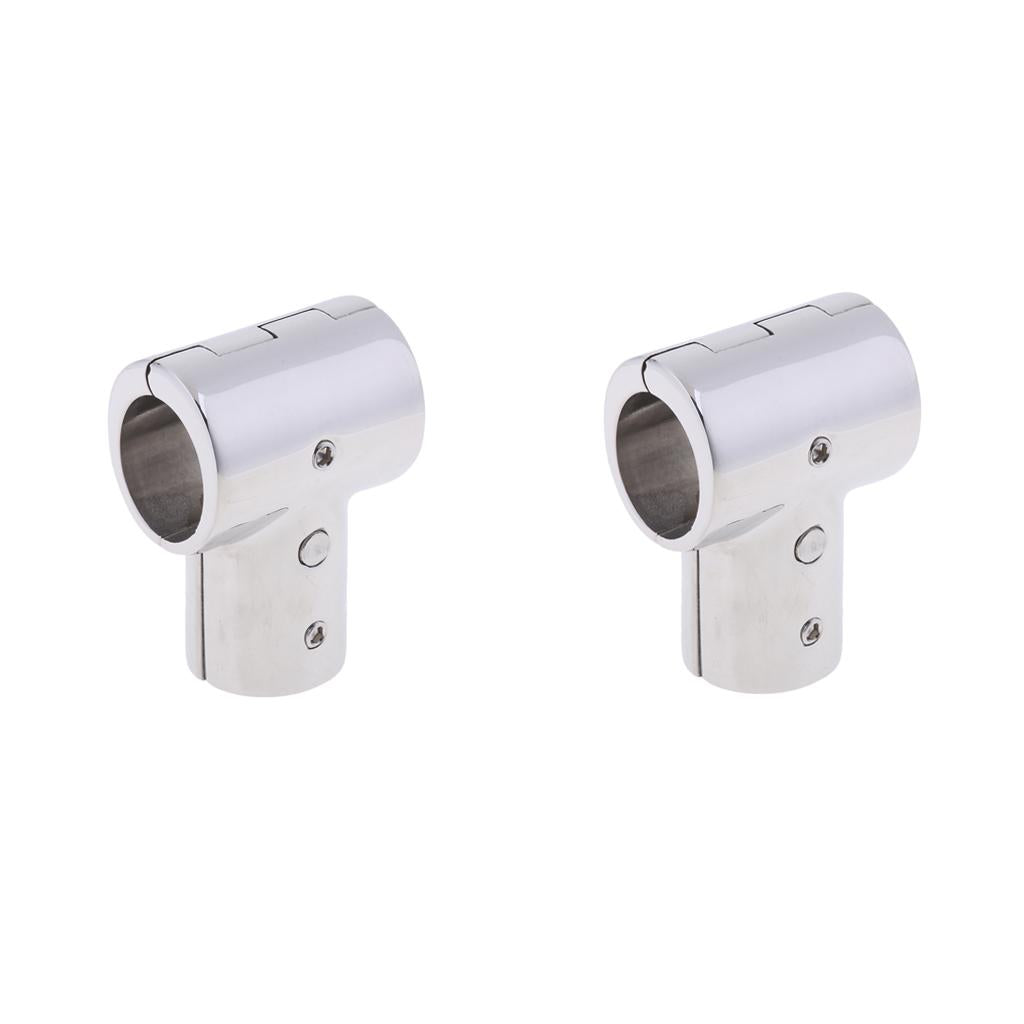 2Pcs 25mm Boat Handrail Fitting 90 Degree Tee 3 Way - 316 Stainless Steel