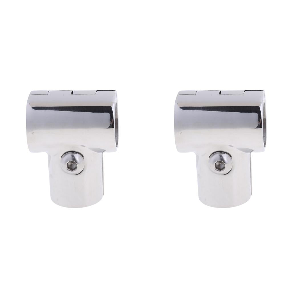 2Pcs 25mm Boat Handrail Fitting 90 Degree Tee 3 Way - 316 Stainless Steel