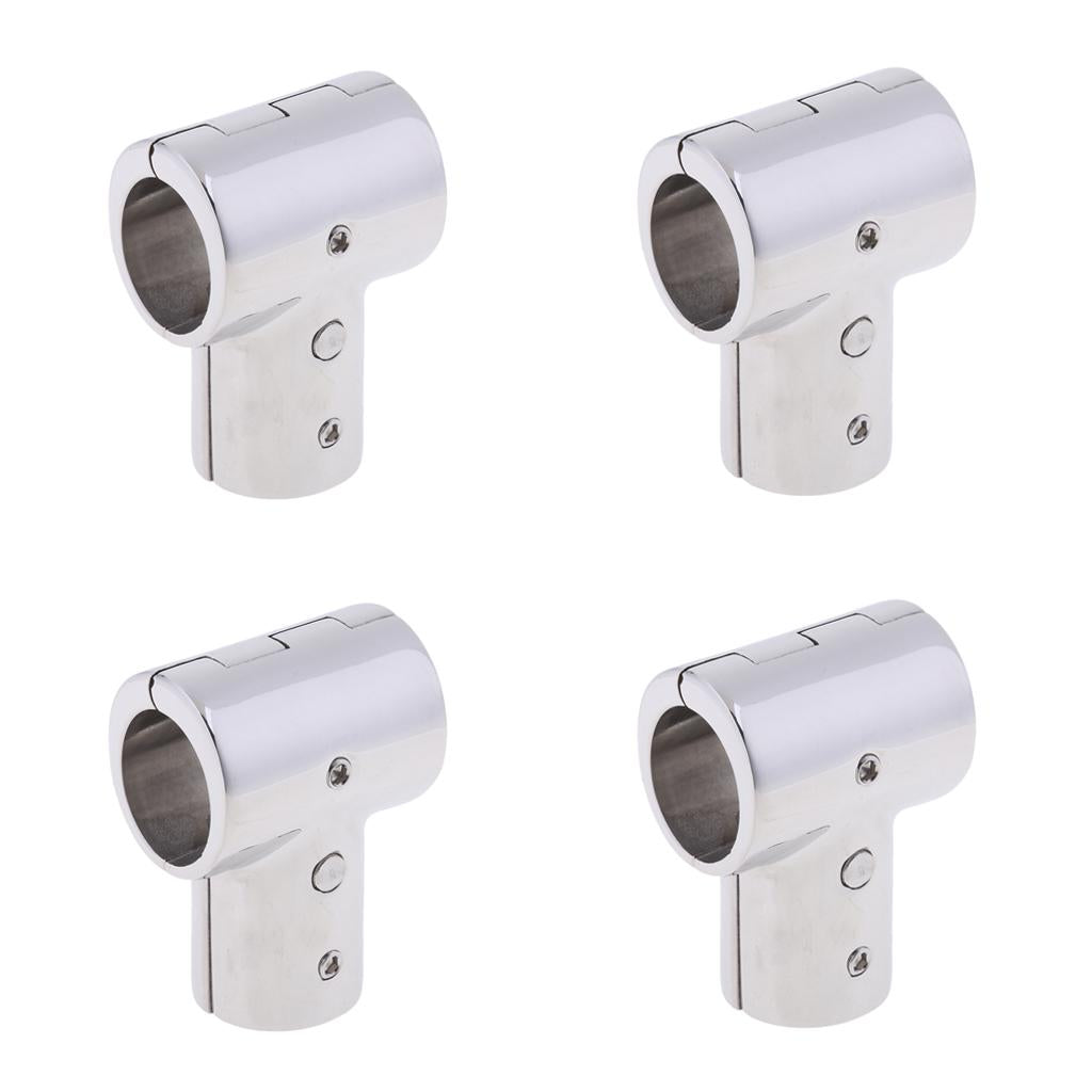4Pcs 25mm Boat Handrail Fitting 90 Degree Tee 3 Way - 316 Stainless Steel
