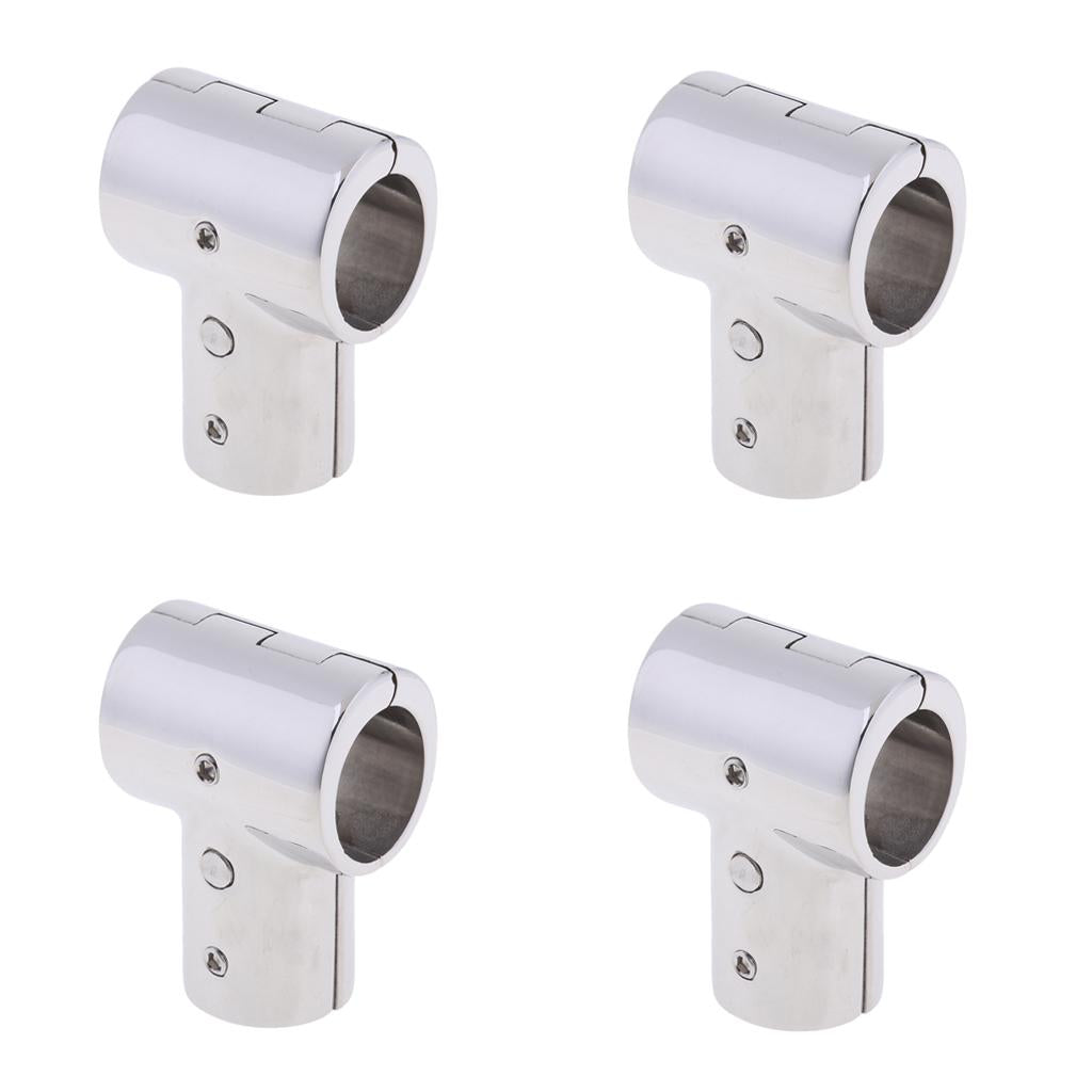 4Pcs 25mm Boat Handrail Fitting 90 Degree Tee 3 Way - 316 Stainless Steel