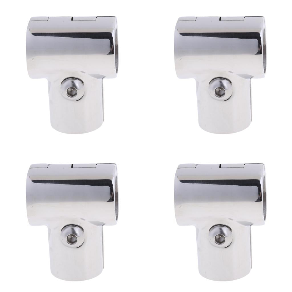 4Pcs 25mm Boat Handrail Fitting 90 Degree Tee 3 Way - 316 Stainless Steel