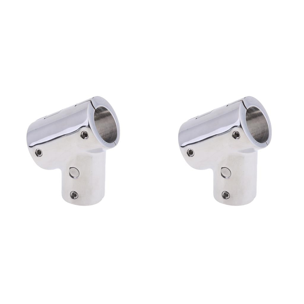 2Pcs 22mm Boat Handrail Fitting 60 Degree Tee 3 Way - 316 Stainless Steel
