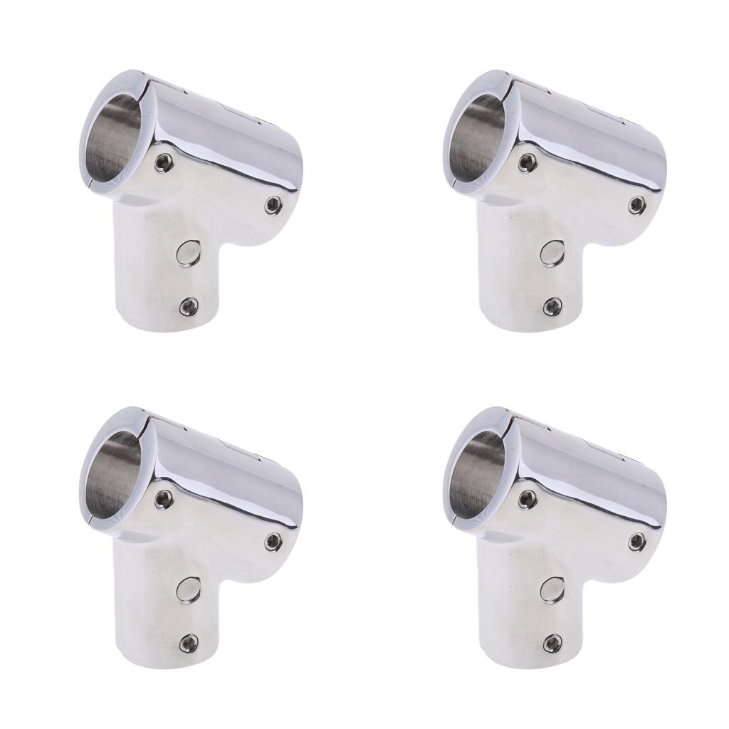 4Pcs 22mm Boat Handrail Fitting 60 Degree Tee 3 Way - 316 Stainless Steel