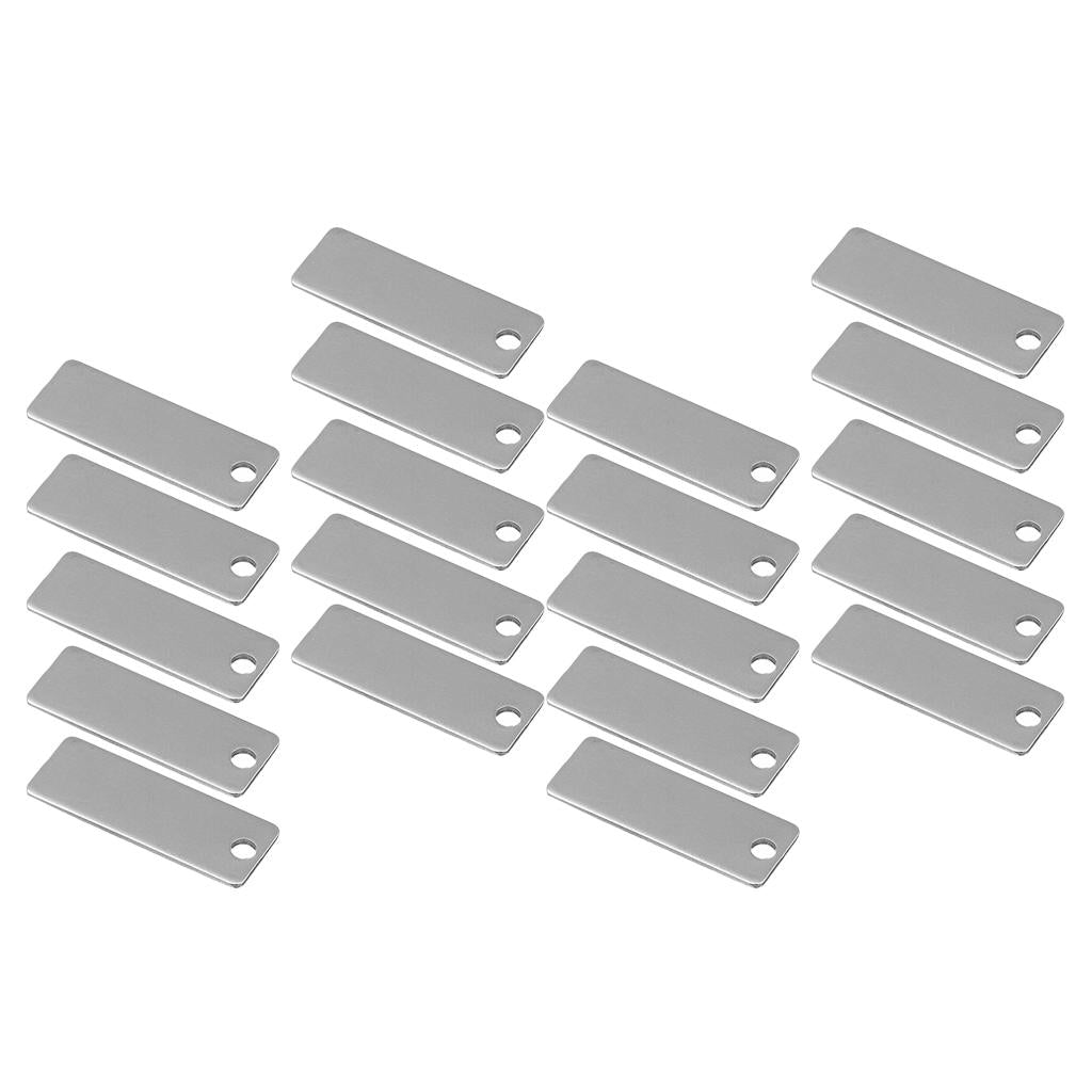 20 Pieces Metal Rectangle Shape Blank Stamping Charms Tags Necklace Pendants