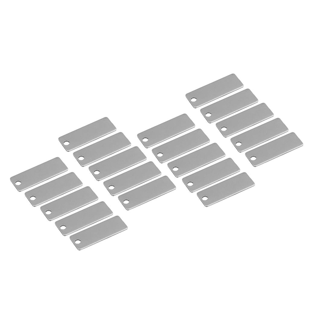 20 Pieces Metal Rectangle Shape Blank Stamping Charms Tags Necklace Pendants