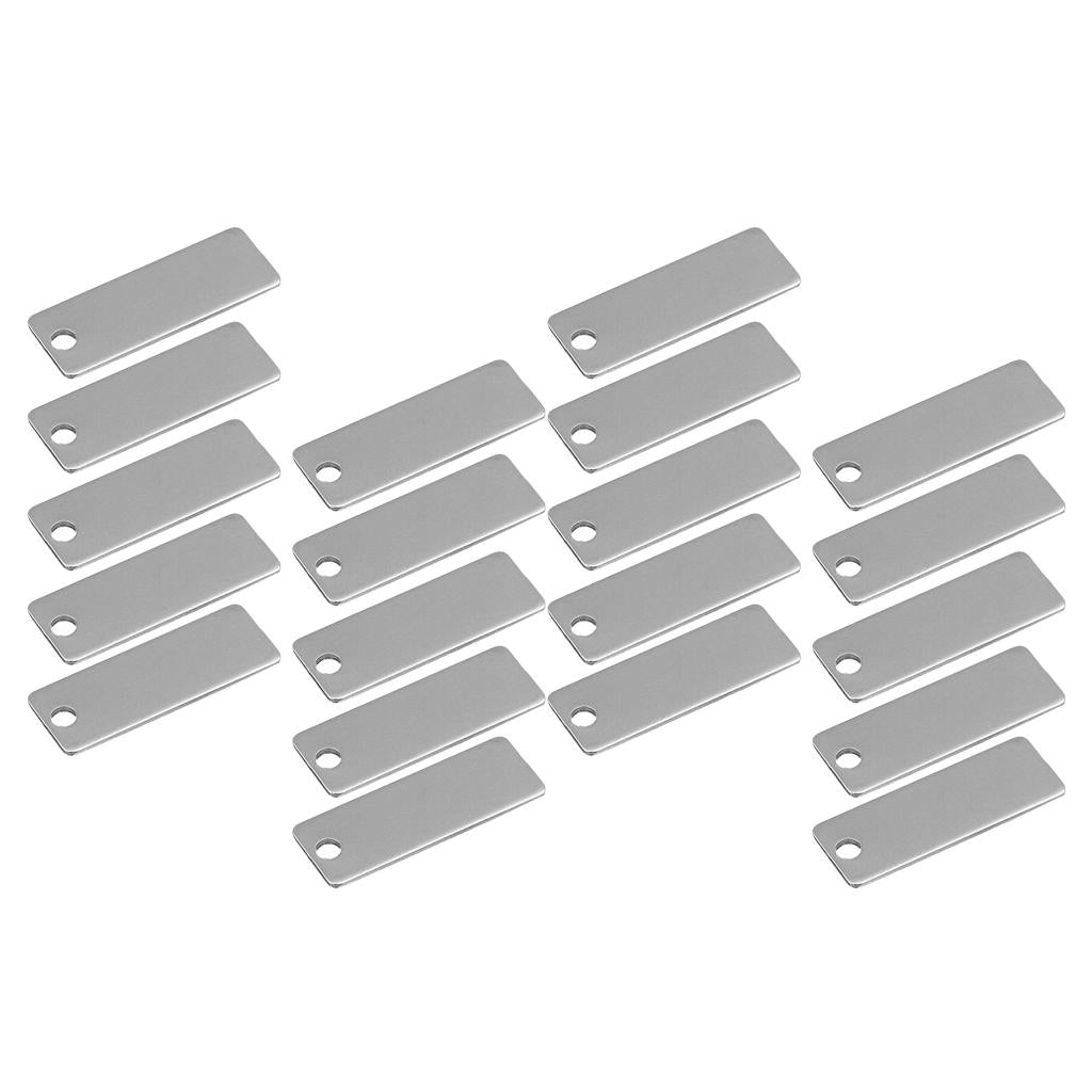 20 Pieces Metal Rectangle Shape Blank Stamping Charms Tags Necklace Pendants