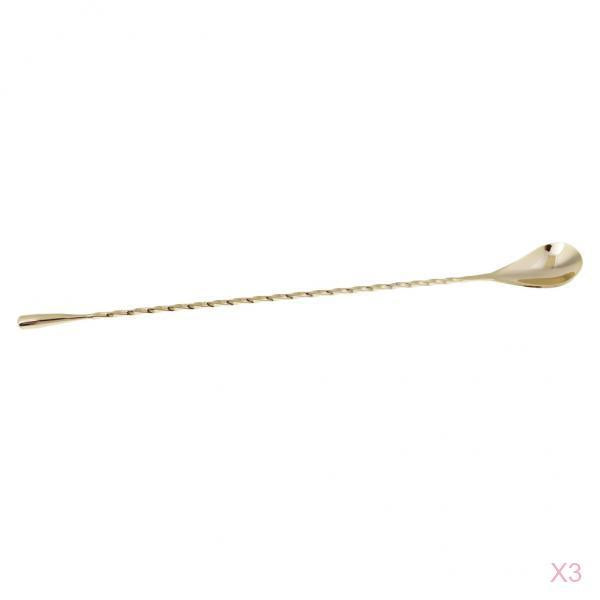 3pcs Stainless Steel Muddler Threaded Stirring Cocktail Spoon Bar Tools