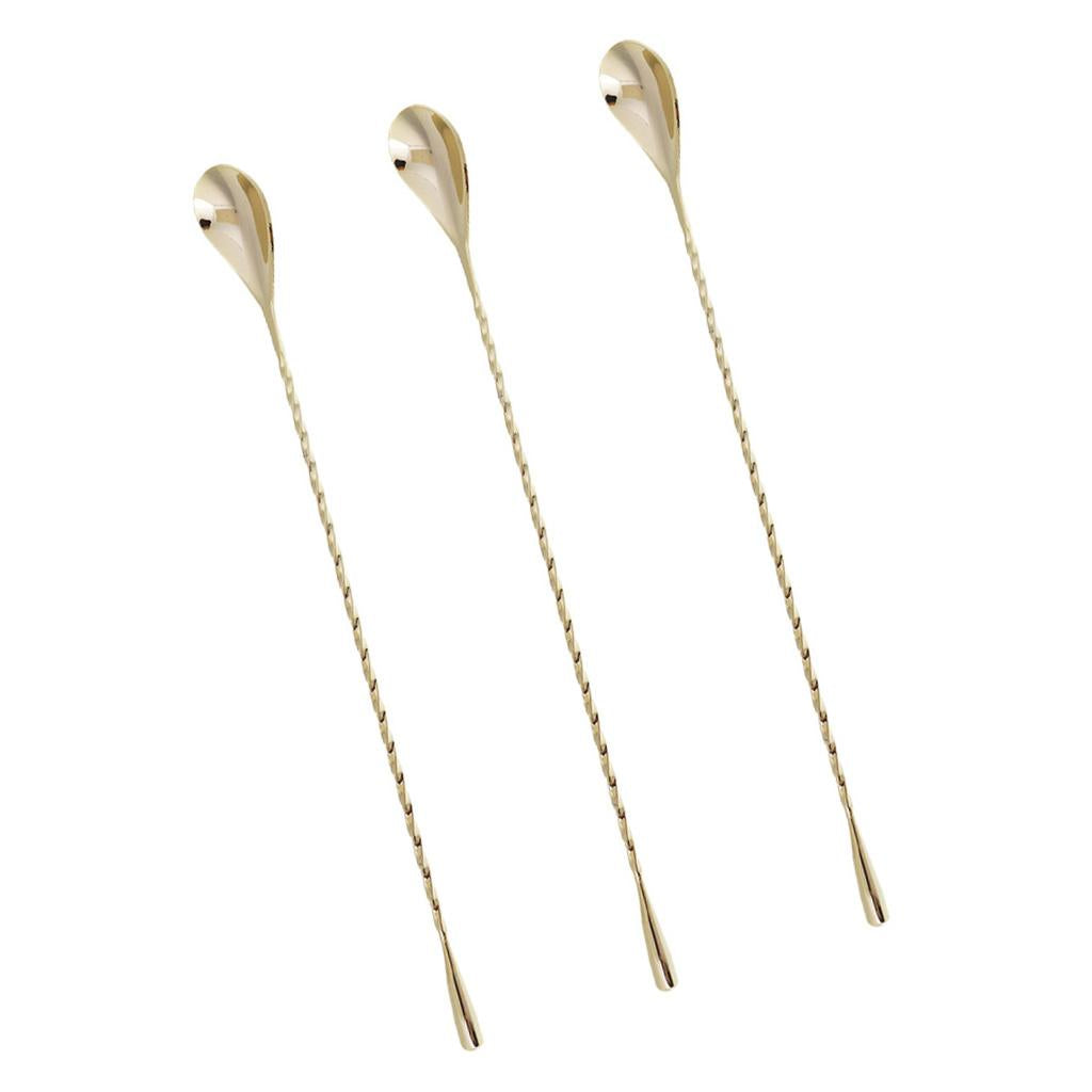 3pcs Stainless Steel Muddler Threaded Stirring Cocktail Spoon Bar Tools