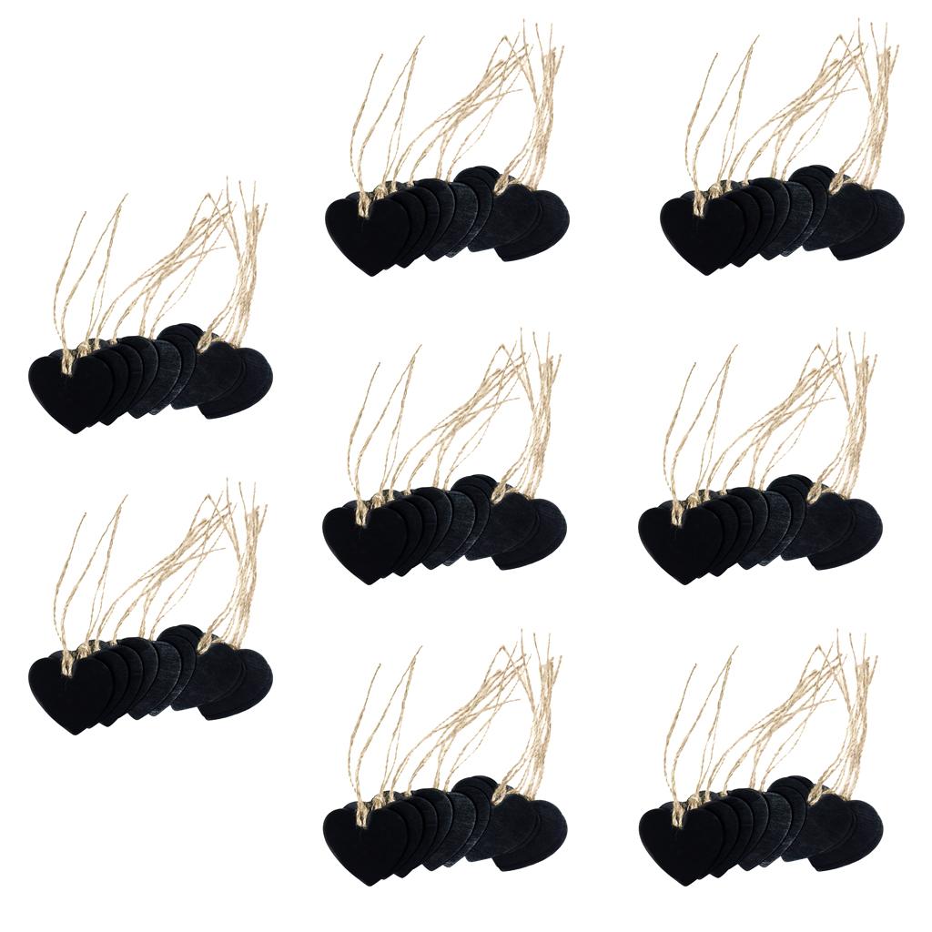 80 Pieces Wooden Heart Hanging Chalkboard Memo Message Blackboard Wedding