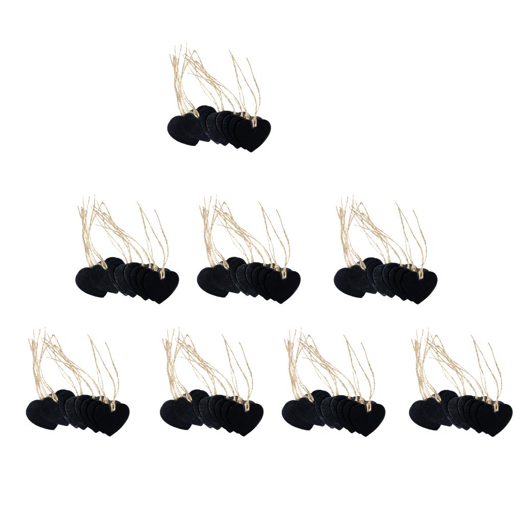 80 Pieces Wooden Heart Hanging Chalkboard Memo Message Blackboard Wedding