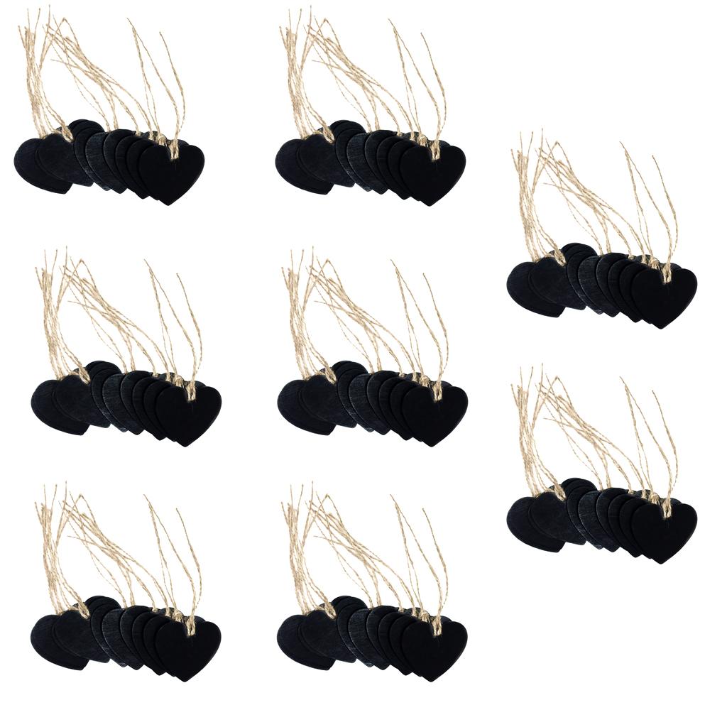 80 Pieces Wooden Heart Hanging Chalkboard Memo Message Blackboard Wedding