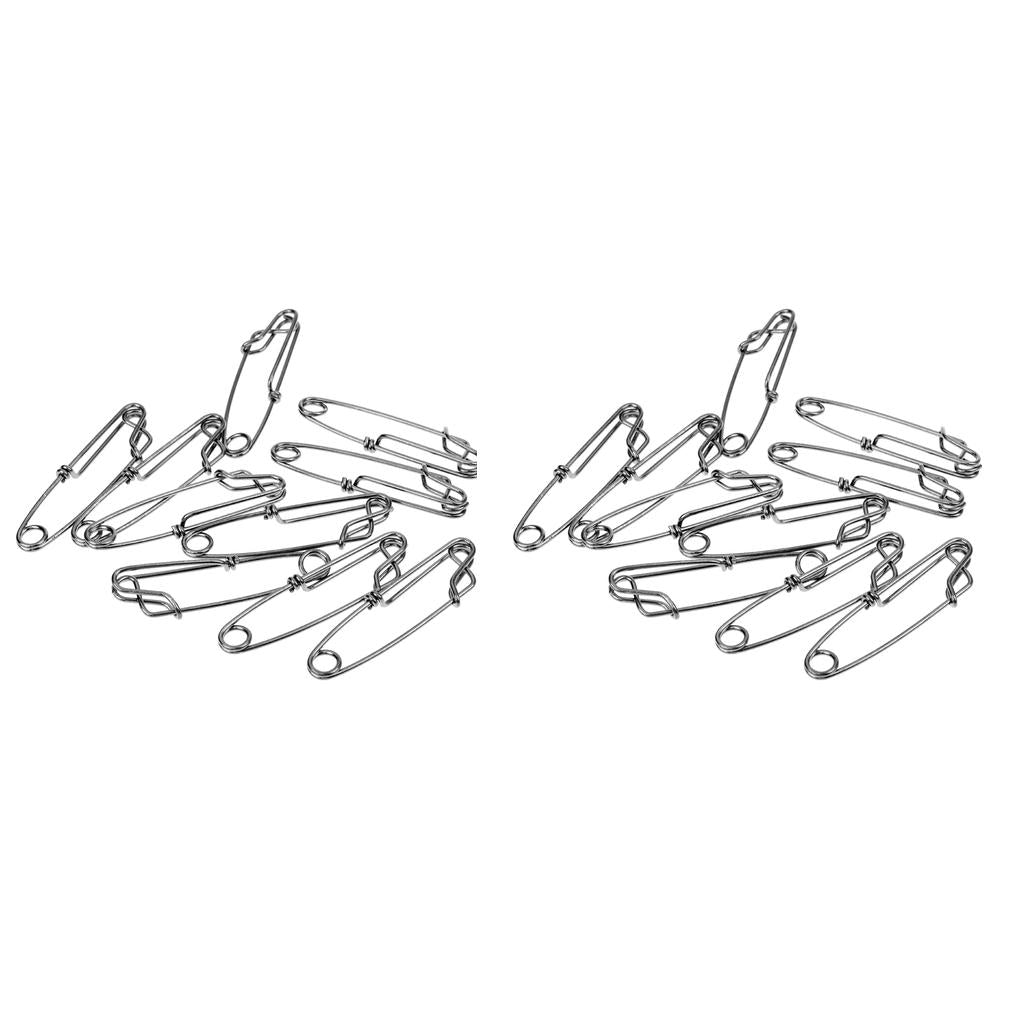 20Pcs Stainless Steel Long Line Longline Clips for Fishing Snapper or Shark