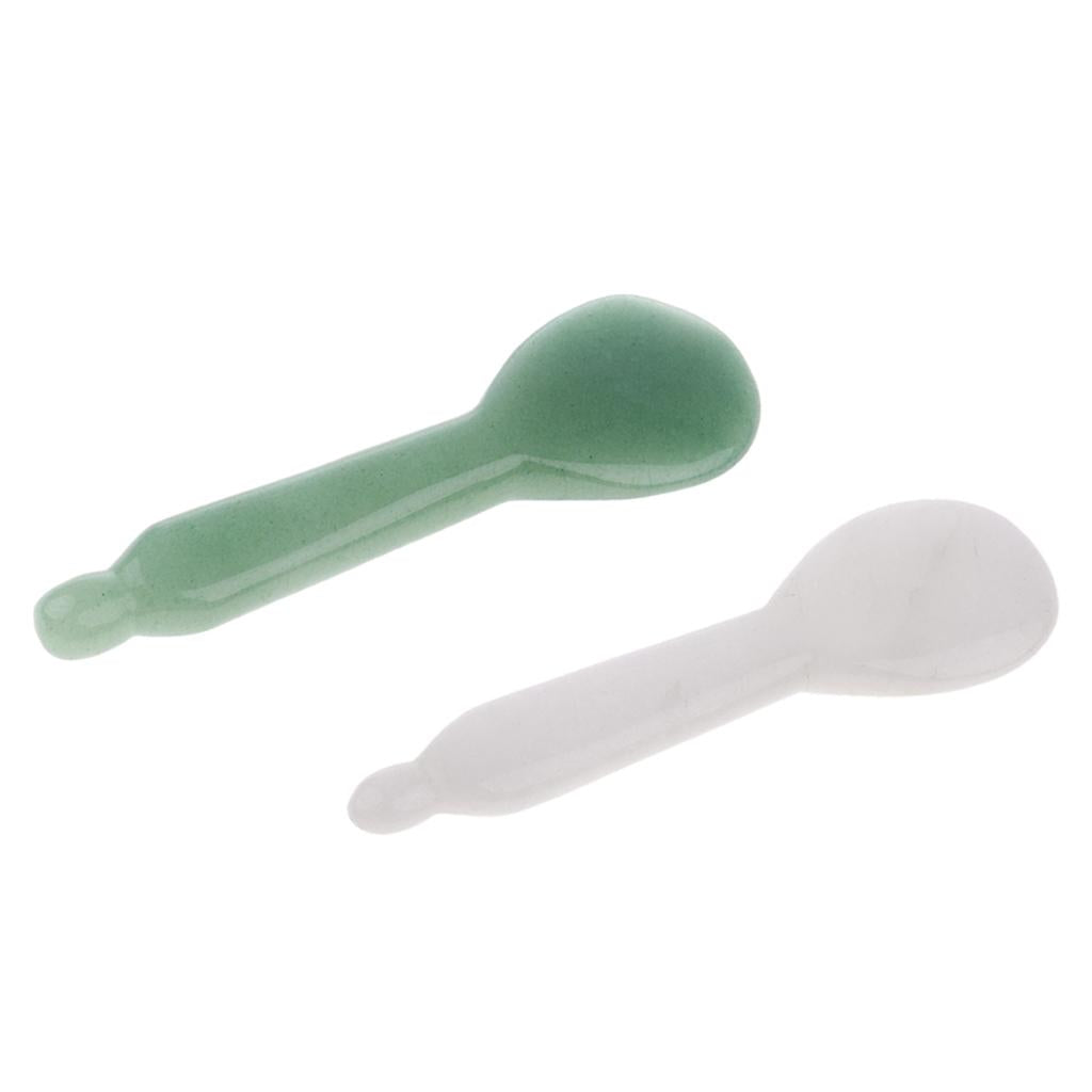 2 Pieces Jade Stone Guasha Board Chinese Gua Sha Scraping Face Massage Tool