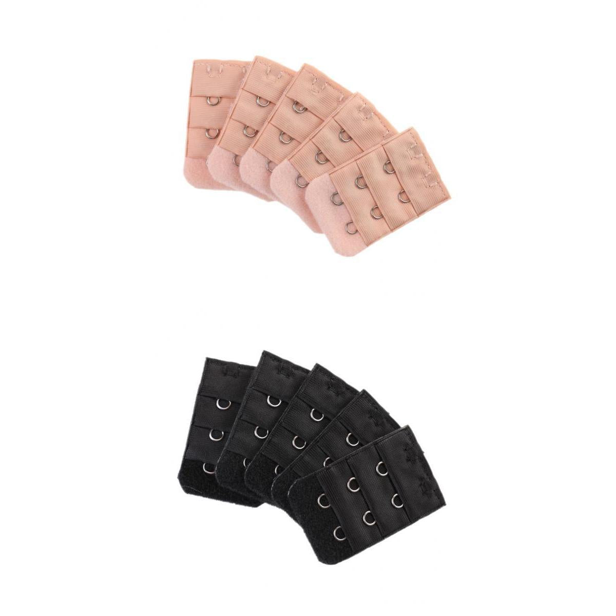 Bra back band extension buckles for Women Black+Beige