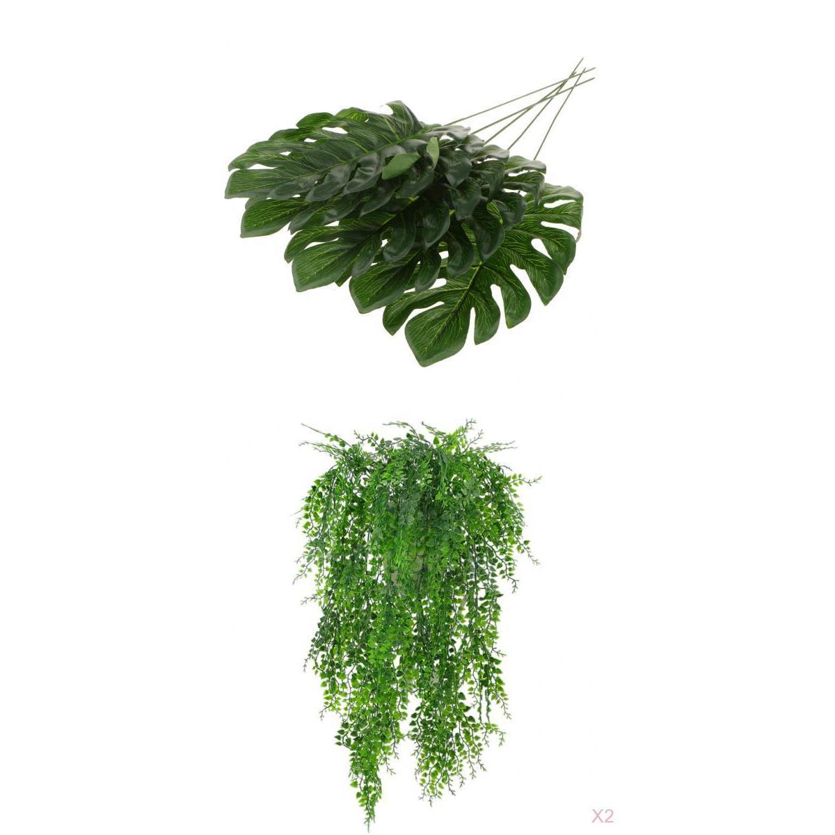 7Pcs Artificial Weeping Ivy Vine Monstera Leaves Hanging Decor