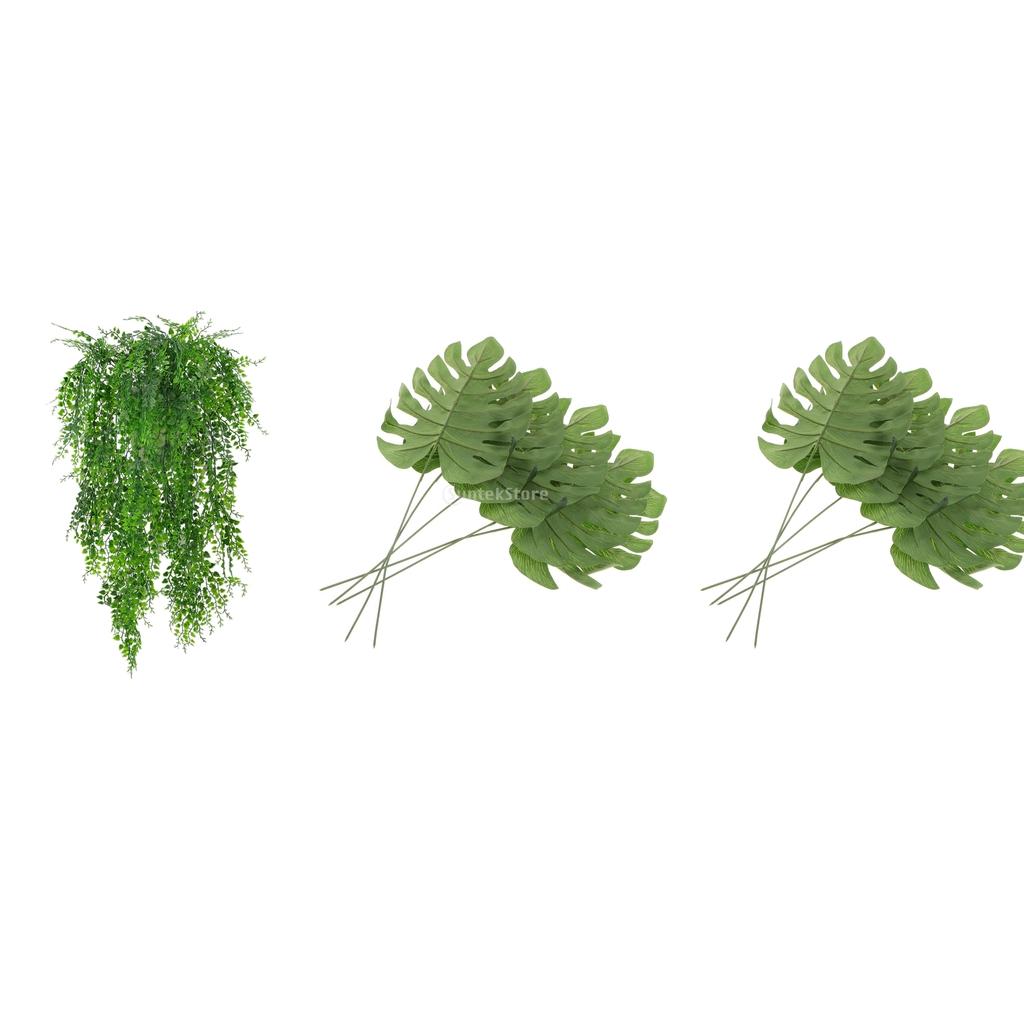 7Pcs Artificial Weeping Ivy Vine Monstera Leaves Hanging Decor