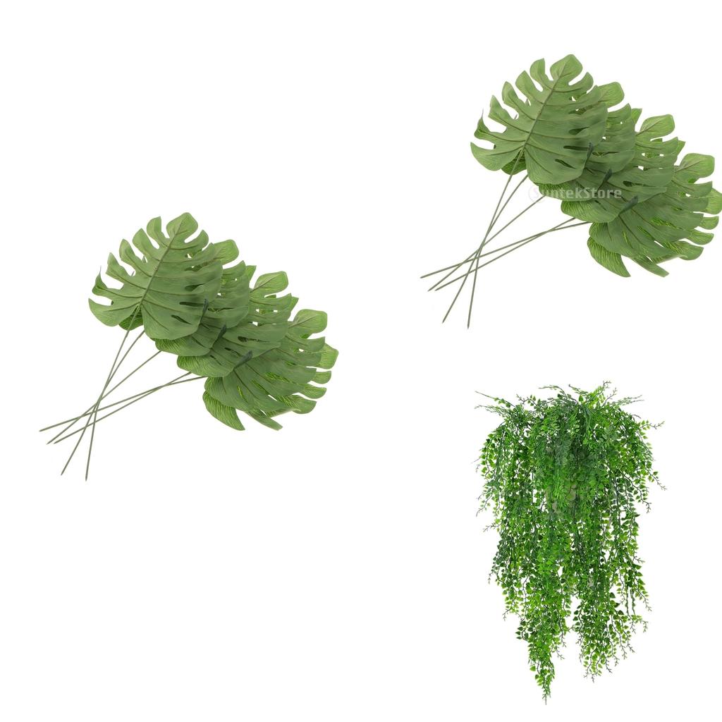 7Pcs Artificial Weeping Ivy Vine Monstera Leaves Hanging Decor