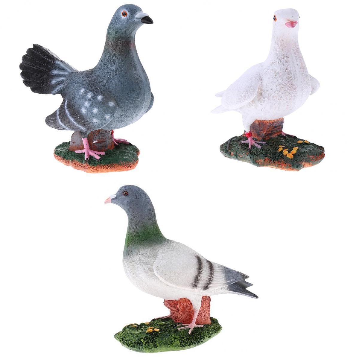 3Pcs Animal Garden Sculpture Resin Dove Home Craft Ornament Dove Decor