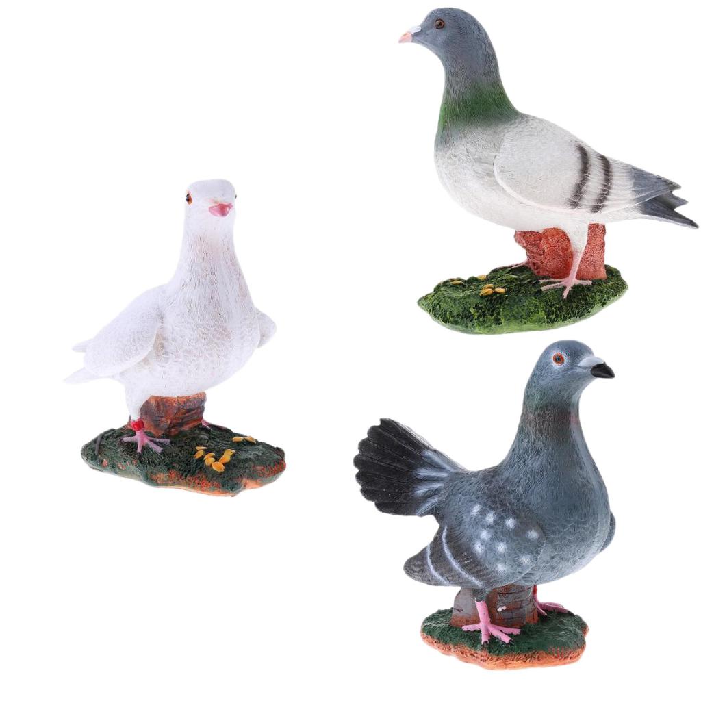 3Pcs Animal Garden Sculpture Resin Dove Home Craft Ornament Dove Decor
