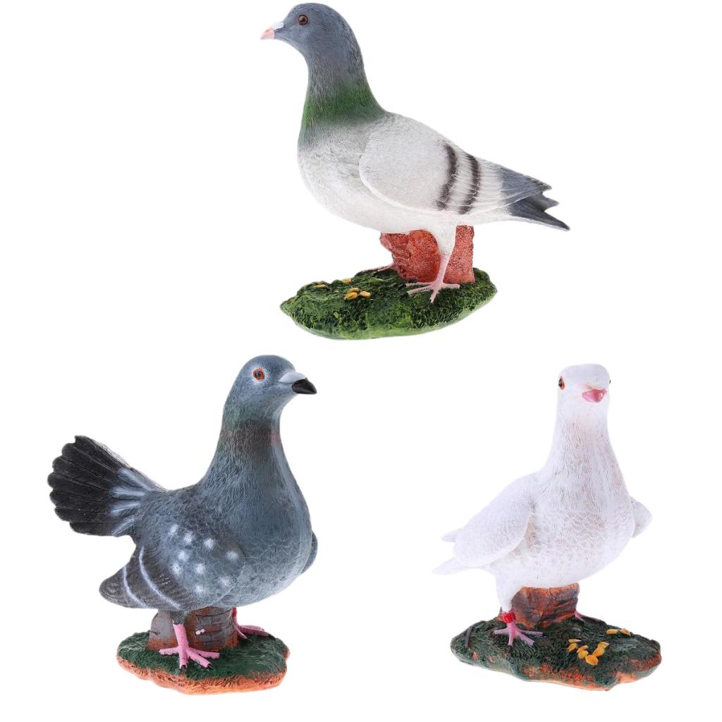 3Pcs Animal Garden Sculpture Resin Dove Home Craft Ornament Dove Decor