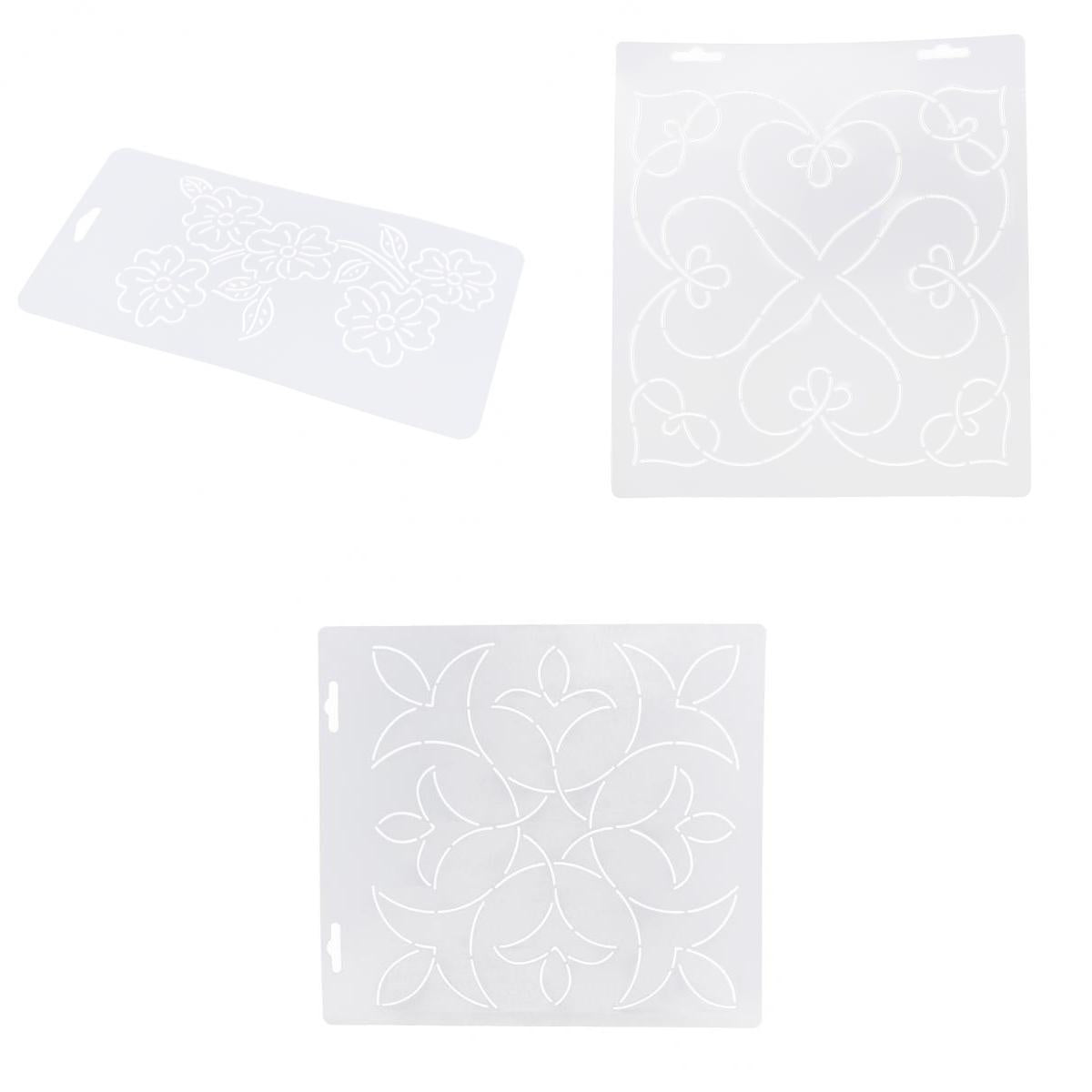 3 x Plasitc Quilting Template Stencils for Embroidery Patchwork Sewing Craft