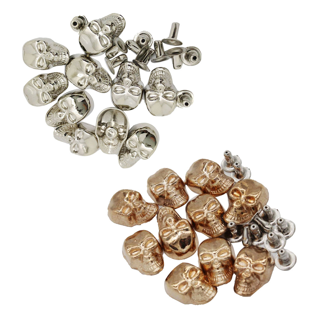 20 Sets Skull Studs Rivets Punk Rock DIY Spikes Shoes Bags Decor
