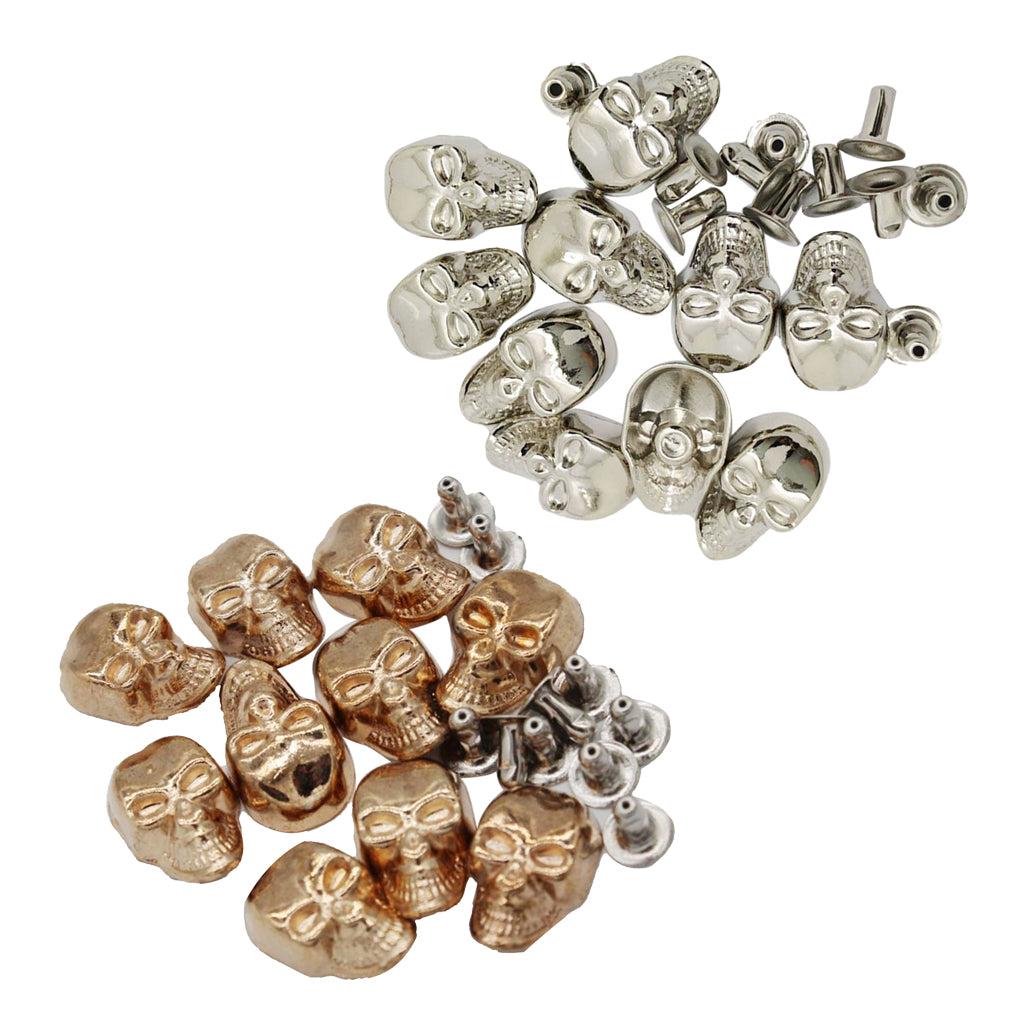 20 Sets Skull Studs Rivets Punk Rock DIY Spikes Shoes Bags Decor