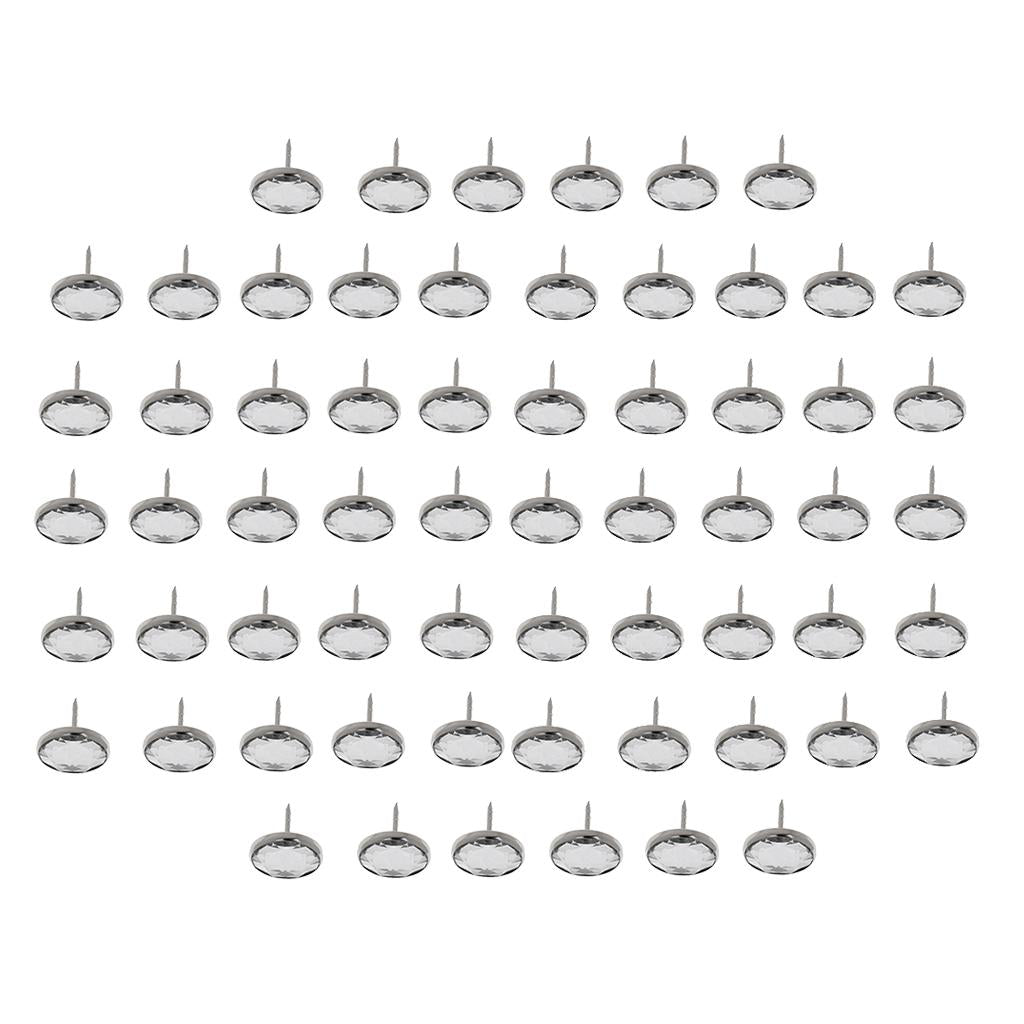 50pcs Crystal Sofa Headboard Buttons Upholstery Decoration Silver 20/22mm