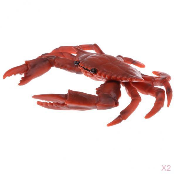 2pcs Simulation Animal Model Figure Toys Figurine Home Decor Red Crab