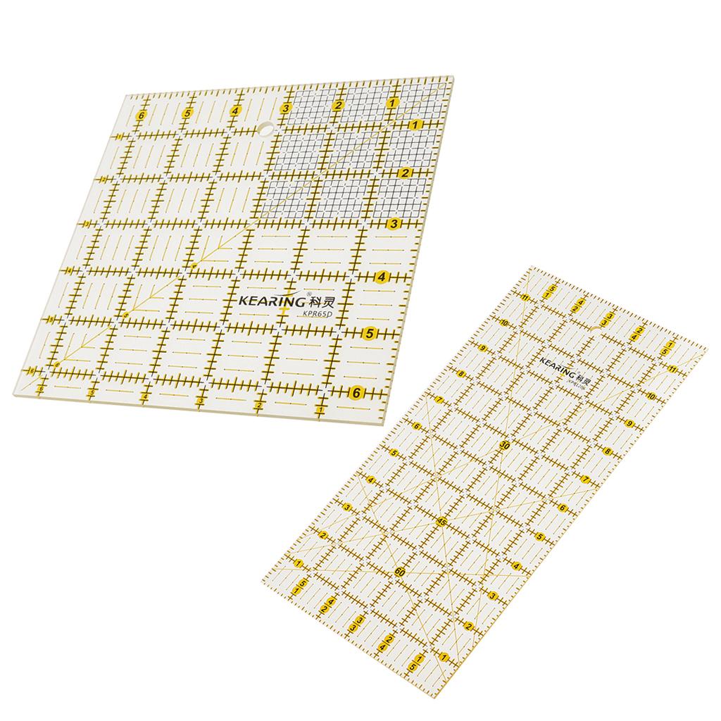 2pcs Plastic Square Rectangle Quilting Templates Patchwork Sewing Rulers