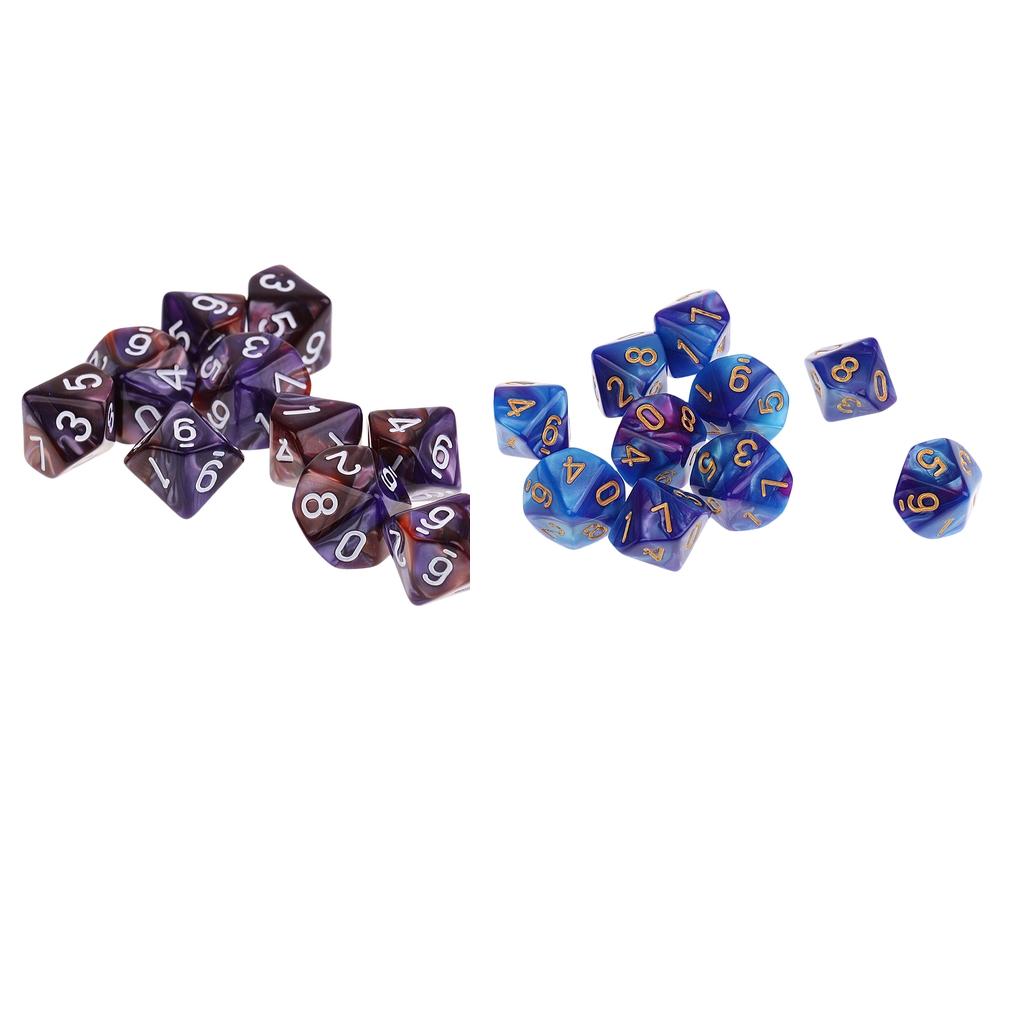 20pcs 10 Sided Dice D10 Polyhedral Dice for Dungeons and Dragons Table Games