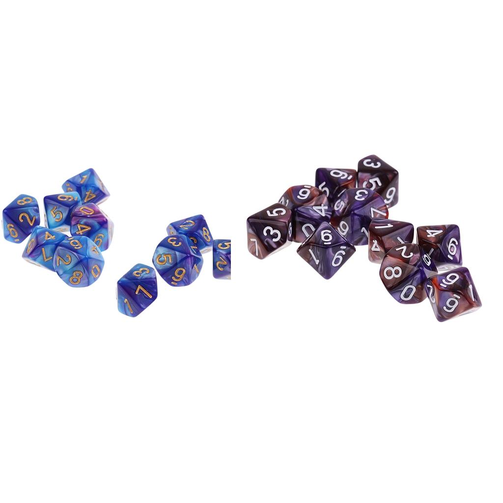 20pcs 10 Sided Dice D10 Polyhedral Dice for Dungeons and Dragons Table Games