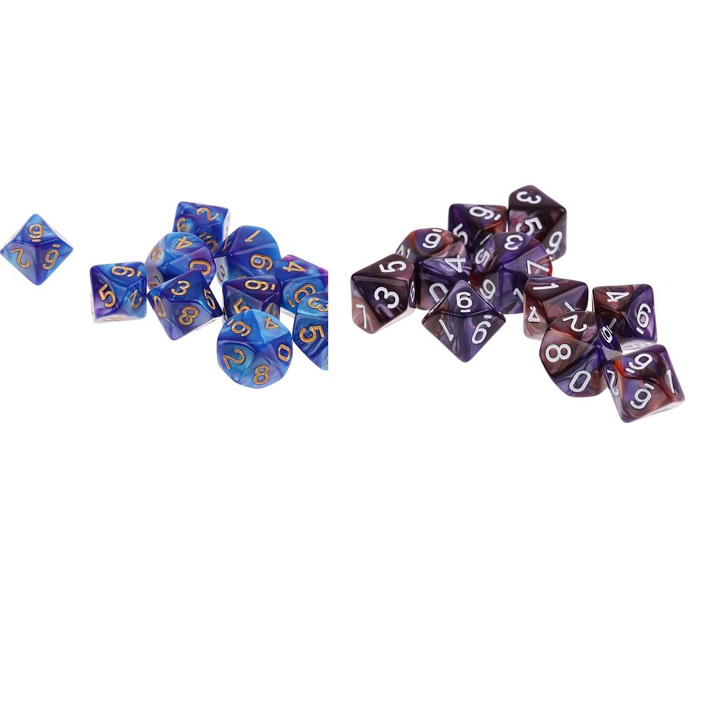 20pcs 10 Sided Dice D10 Polyhedral Dice for Dungeons and Dragons Table Games