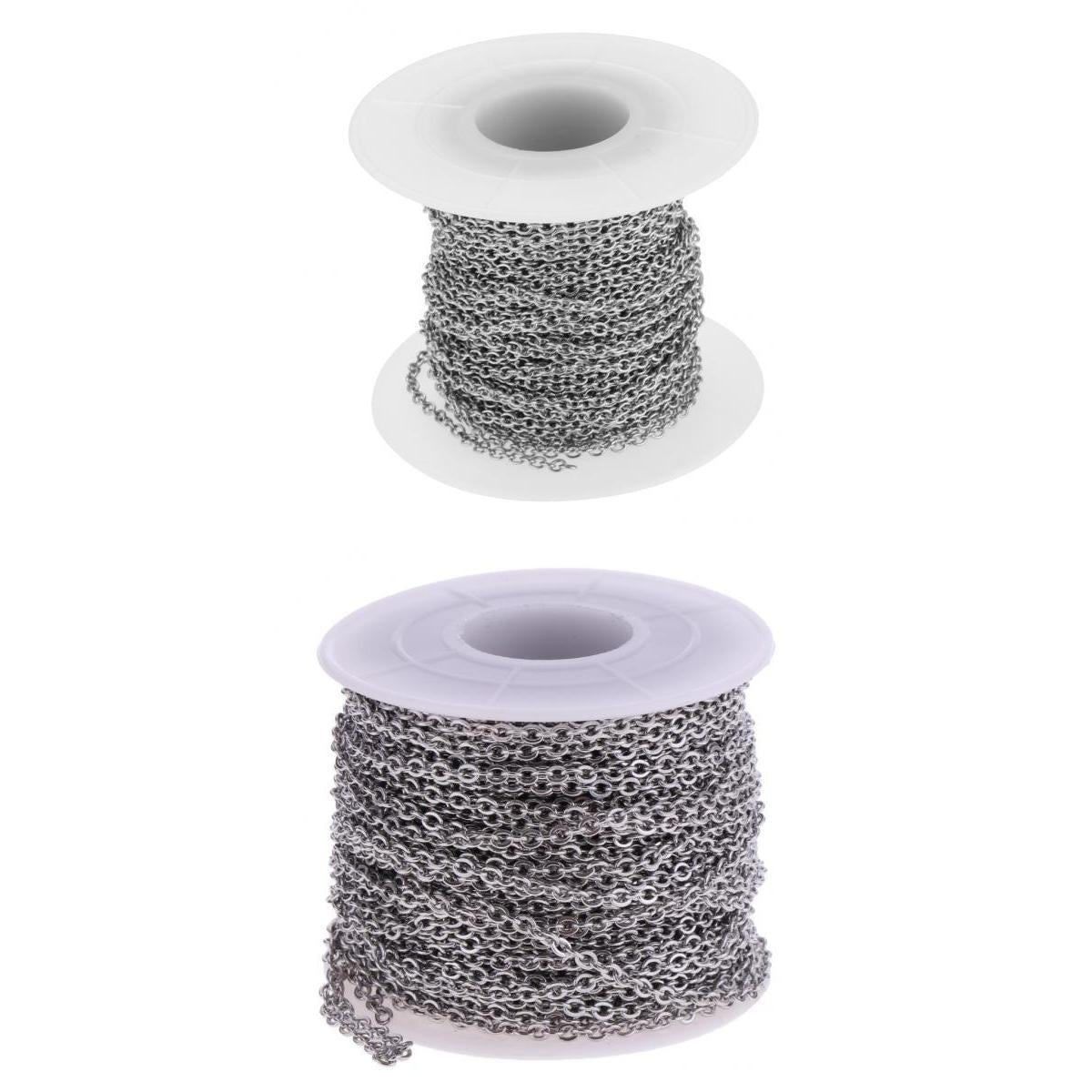 2 Roll Stainless Steel Cable Chain DIY Jewelry Necklace Bracelet Findings